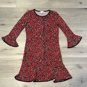 MICHAEL KORS women's floral dress S flowy ruffle pink red